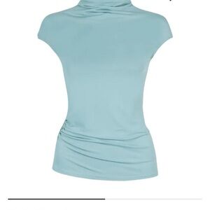 Paris Georgia Light Blue Draped Neck Cap Sleeve Camisole